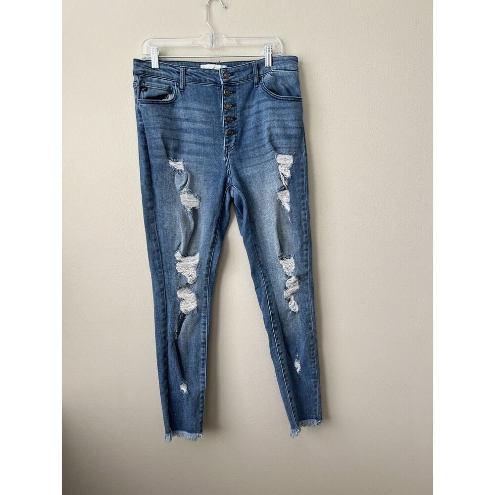 KanCan Skinny Jeans Womens 30 Distressed Whiskered Mid Rise Stretch Denim - Picture 3 of 11